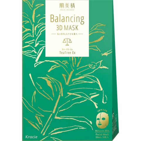 [肌美精] 平衡 3D 面膜 保濕乳液 茶樹萃取液 3片 [HadaBisei] Skin beauty balancing 3D mask moisture milk 3 pieces